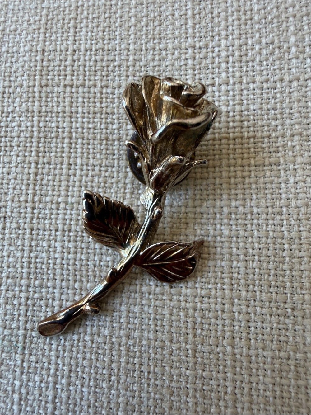 Gold Tone Rose Brooch Pin